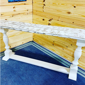 Rustic Farmhouse Entryway Table: Weathered White Console Sofa Table