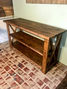 Rustic Wooden Console Table: Farmhouse Buffet, Brown Walnut Stain