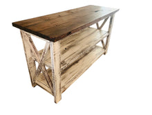 Load image into Gallery viewer, Rustic Farmhouse Buffet Table: Distressed White &amp; Red Mahogany
