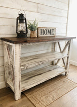 Load image into Gallery viewer, Rustic Farmhouse Buffet Table: Distressed White &amp; Red Mahogany

