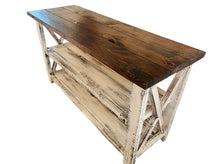 Load image into Gallery viewer, Rustic Farmhouse Buffet Table: Distressed White &amp; Red Mahogany
