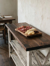 Load image into Gallery viewer, Rustic Farmhouse Buffet Table: Distressed White &amp; Red Mahogany
