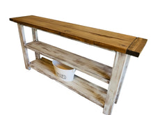 Load image into Gallery viewer, Rustic Farmhouse Bookshelf: Distressed White Console Entryway Table
