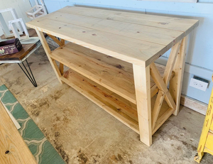 Rustic Wooden Buffet Table: Weathered Oak Farmhouse Console