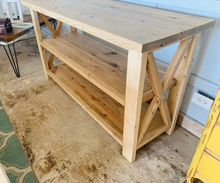 Load image into Gallery viewer, Rustic Wooden Buffet Table: Weathered Oak Farmhouse Console
