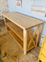 Load image into Gallery viewer, Rustic Wooden Buffet Table: Weathered Oak Farmhouse Console
