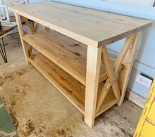 Load image into Gallery viewer, Rustic Wooden Buffet Table: Weathered Oak Farmhouse Console
