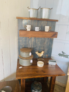 Rustic Farmhouse Coffee Bar: Charcoal Back, Provincial Shelving
