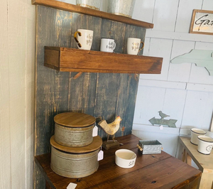 Rustic Farmhouse Coffee Bar: Charcoal Back, Provincial Shelving