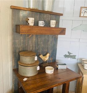 Rustic Farmhouse Coffee Bar: Charcoal Back, Provincial Shelving