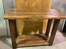 Load image into Gallery viewer, Rustic Honey Brown Farmhouse Console Table with Shelf
