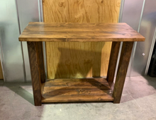 Load image into Gallery viewer, Rustic Honey Brown Farmhouse Console Table with Shelf
