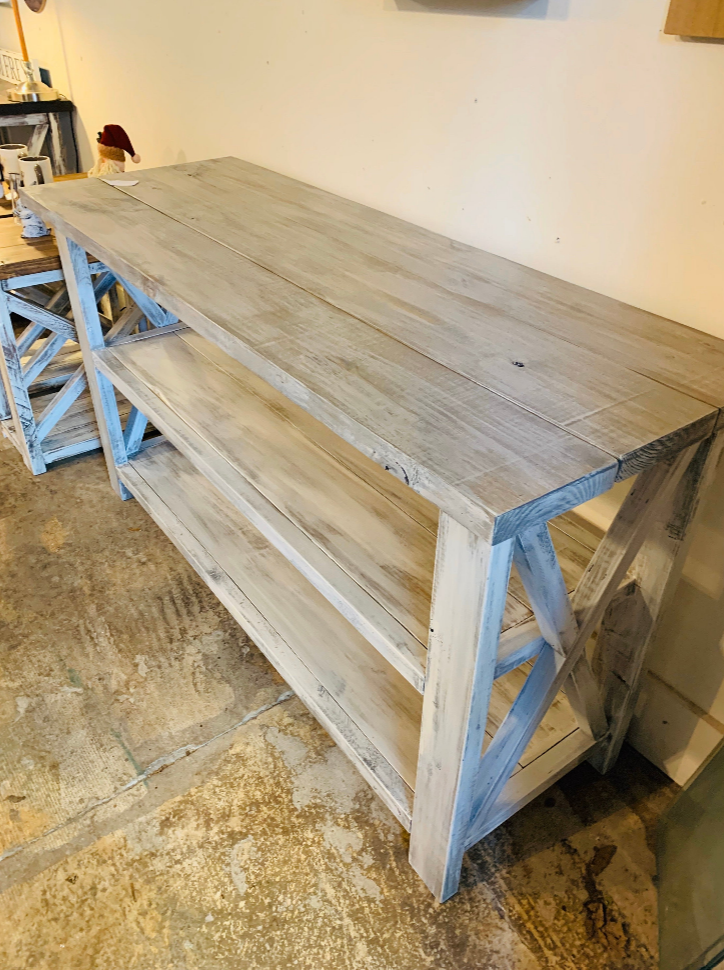 Rustic Farmhouse Buffet Table: Distressed White Console