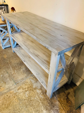 Load image into Gallery viewer, Rustic Farmhouse Buffet Table: Distressed White Console
