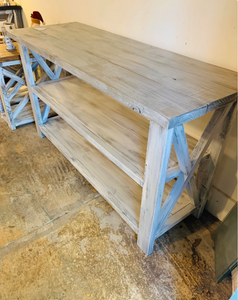 Rustic Farmhouse Buffet Table: Distressed White Console