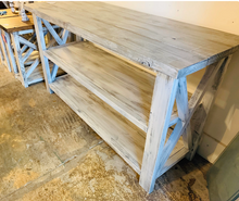 Load image into Gallery viewer, Rustic Farmhouse Buffet Table: Distressed White Console
