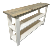 Load image into Gallery viewer, Handmade Farmhouse Bookshelf: Gray Top, White Base Console Table
