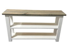 Load image into Gallery viewer, Handmade Farmhouse Bookshelf: Gray Top, White Base Console Table
