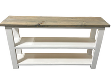 Load image into Gallery viewer, Handmade Farmhouse Bookshelf: Gray Top, White Base Console Table
