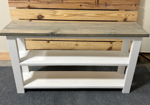 Handmade Farmhouse Bookshelf: Gray Top, White Base Console Table
