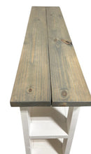 Load image into Gallery viewer, Handmade Farmhouse Bookshelf: Gray Top, White Base Console Table
