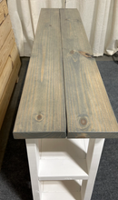 Load image into Gallery viewer, Handmade Farmhouse Bookshelf: Gray Top, White Base Console Table
