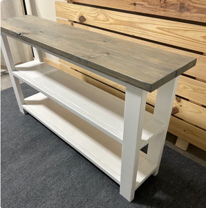 Handmade Farmhouse Bookshelf: Gray Top, White Base Console Table