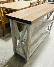 Load image into Gallery viewer, Handmade Farmhouse Buffet: Red Mahogany Top, Distressed White Base
