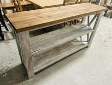 Load image into Gallery viewer, Handmade Farmhouse Buffet: Red Mahogany Top, Distressed White Base
