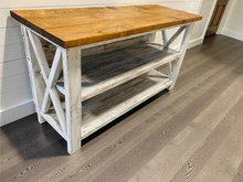 Load image into Gallery viewer, Distressed White Buffet - Solid Wood Entryway Table - Rustic Sofa Table Long
