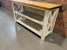 Load image into Gallery viewer, Distressed White Buffet - Solid Wood Entryway Table - Rustic Sofa Table Long
