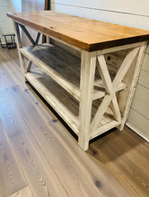 Load image into Gallery viewer, Distressed White Buffet - Solid Wood Entryway Table - Rustic Sofa Table Long
