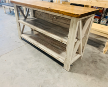 Load image into Gallery viewer, Distressed White Buffet - Solid Wood Entryway Table - Rustic Sofa Table Long
