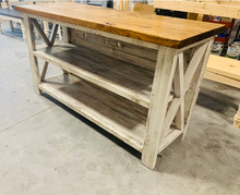 Load image into Gallery viewer, Distressed White Buffet - Solid Wood Entryway Table - Rustic Sofa Table Long
