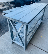 Load image into Gallery viewer, 6-Foot Rustic Wooden Buffet Table: Distressed White Farmhouse Console

