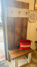 Load image into Gallery viewer, Rustic Farmhouse Hall Tree: Solid Wood Entryway Bench with Storage
