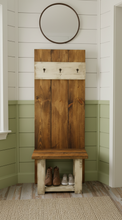 Load image into Gallery viewer, Rustic Farmhouse Hall Tree: Solid Wood Entryway Bench with Storage
