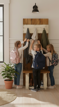 Load image into Gallery viewer, Rustic Farmhouse Hall Tree: Solid Wood Entryway Bench with Storage
