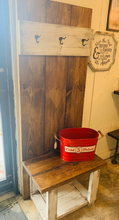 Load image into Gallery viewer, Rustic Farmhouse Hall Tree: Solid Wood Entryway Bench with Storage
