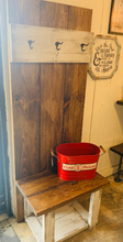 Load image into Gallery viewer, Rustic Farmhouse Hall Tree: Solid Wood Entryway Bench with Storage
