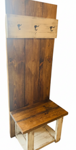Load image into Gallery viewer, Rustic Farmhouse Hall Tree: Solid Wood Entryway Bench with Storage
