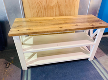 Load image into Gallery viewer, Rustic Wooden Buffet Table: Farmhouse Console Table, Antique White Base
