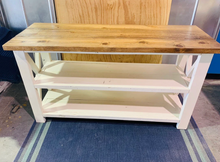 Load image into Gallery viewer, Rustic Wooden Buffet Table: Farmhouse Console Table, Antique White Base
