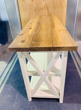 Load image into Gallery viewer, Rustic Wooden Buffet Table: Farmhouse Console Table, Antique White Base
