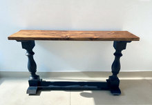 Load image into Gallery viewer, Rustic Farmhouse Entryway Table: Distressed Royal Blue, Provincial Top
