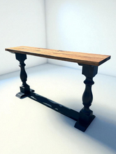 Load image into Gallery viewer, Rustic Farmhouse Entryway Table: Distressed Royal Blue, Provincial Top
