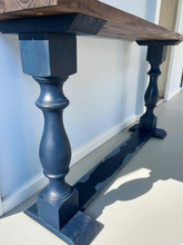 Load image into Gallery viewer, Rustic Farmhouse Entryway Table: Distressed Royal Blue, Provincial Top
