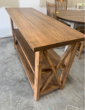 Load image into Gallery viewer, Rustic Wooden Buffet Table: Farmhouse Console Table, Brown Walnut Stain

