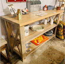 Load image into Gallery viewer, Rustic Wooden Buffet Table: Farmhouse Console with Aged Gray Finish
