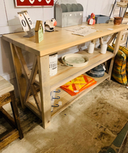 Load image into Gallery viewer, Rustic Wooden Buffet Table: Farmhouse Console with Aged Gray Finish
